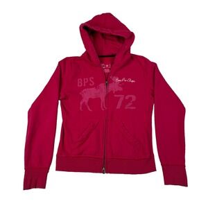 Womens Bass Pro Shops Full Zip Hoodie Size Medium Pink Pockets Exposed Seams